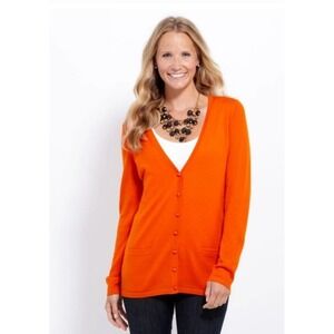 Vineyard Vines Orange Button Up Lightweight Knit Cardigan Sweater 100% Wool sz S